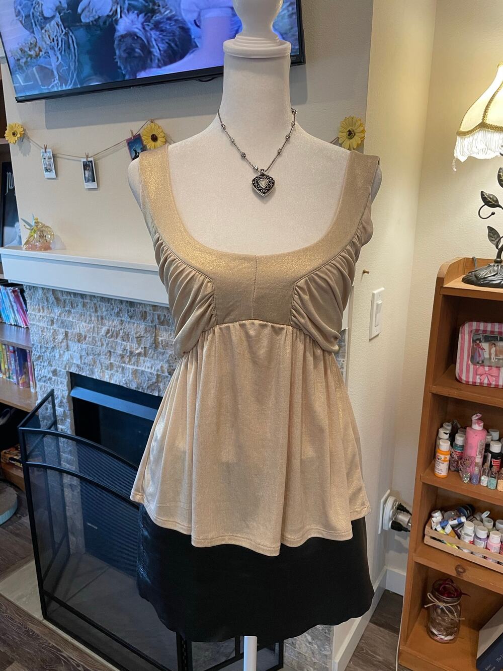 morgan gold glitter y2k babydoll top